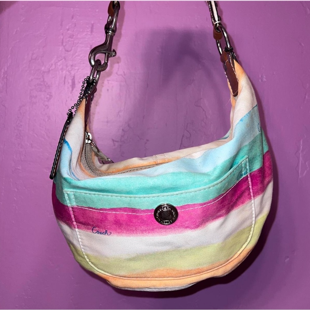 Coach Pastel Striped Shoulder Bag